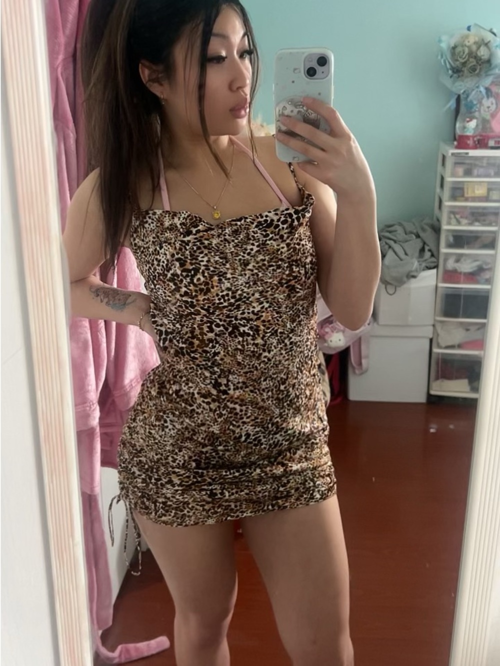 Leopard Print Spaghetti Strap Dress ARITZIA